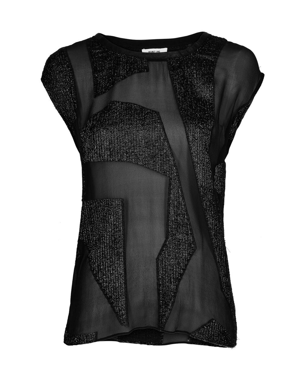 Helmut Lang Black Sheer Sparkly Sleeveless Top Small S